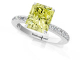 White gold Fancy Yellow Radiant Cut Diamond Pavé Engagement Ring with Round  Accents and Prong Setting_131