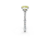White gold Fancy Yellow Radiant Cut Diamond Pavé Engagement Ring with Round  Accents and Prong Setting_133