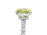 White gold Fancy Yellow Radiant Cut Diamond Pavé Engagement Ring with Round  Accents and Prong Setting_136
