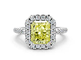 White gold Fancy Yellow Radiant Cut Diamond Pavé Halo Ring with Four-Prong Setting_48