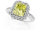 White gold Fancy Yellow Radiant Cut Diamond Pavé Halo Ring with Four-Prong Setting_49