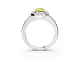 White gold Fancy Yellow Radiant Cut Diamond Pavé Halo Ring with Four-Prong Setting_51