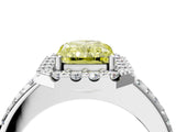 White gold Fancy Yellow Radiant Cut Diamond Pavé Halo Ring with Four-Prong Setting_52