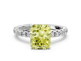 White gold Fancy Yellow Radiant Cut Diamond Pavé Solitaire Engagement Ring with Four-Prong Setting_66