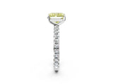 White gold Fancy Yellow Radiant Cut Diamond Pavé Solitaire Ring with Round Band and Prong Setting_14