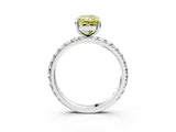 White gold Fancy Yellow Radiant Cut Diamond Pavé Solitaire Ring with Round Band and Prong Setting_15