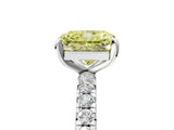 White gold Fancy Yellow Radiant Cut Diamond Pavé Solitaire Ring with Round Band and Prong Setting_17