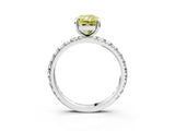 White gold Fancy Yellow Radiant Cut Diamond Pavé Solitaire Ring with Round Band and Prong Setting_39