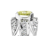 White gold Fancy Yellow Radiant Cut Diamond Pave Art Deco Split Shank Ring with Four-Prong Setting_5