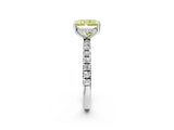 White gold Fancy Yellow Radiant Cut Diamond Pave Band Solitaire Ring with Round  and Prong Setting_132