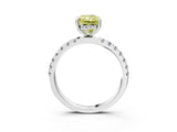 White gold Fancy Yellow Radiant Cut Diamond Pave Band Solitaire Ring with Round  and Prong Setting_133