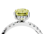 White gold Fancy Yellow Radiant Cut Diamond Pave Band Solitaire Ring with Round  and Prong Setting_134