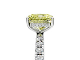 White gold Fancy Yellow Radiant Cut Diamond Pave Band Solitaire Ring with Round  and Prong Setting_135