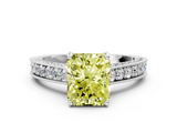 White gold Fancy Yellow Radiant  Cut Diamond Pave Band with Four-Prong Setting_37