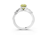 White gold Fancy Yellow Radiant  Cut Diamond Ring with Baguette Side Stones, Channel Set Band, and Four-Prong Setting_39