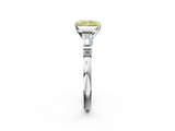 White gold Fancy Yellow Radiant  Cut Diamond Ring with Baguette Side Stones, Channel Set Band, and Four-Prong Setting_5