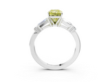White gold Fancy Yellow Radiant  Cut Diamond Ring with Baguette Side Stones, Channel Set Band, and Four-Prong Setting_6