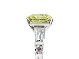 White gold Fancy Yellow Radiant  Cut Diamond Ring with Baguette Side Stones, Channel Set Band, and Four-Prong Setting_8