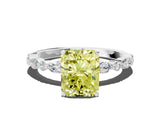 White gold Fancy Yellow Radiant Cut Diamond Ring with Marquise and Round  Side Stones and Four-Prong Setting_76