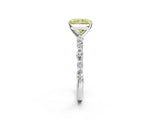 White gold Fancy Yellow Radiant Cut Diamond Ring with Marquise and Round  Side Stones and Four-Prong Setting_78