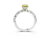 White gold Fancy Yellow Radiant Cut Diamond Ring with Marquise and Round  Side Stones and Four-Prong Setting_79