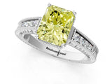 White gold Fancy Yellow Radiant Cut Diamond Ring with Milgrain Pavé Band and Four-Prong Setting_33