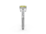White gold Fancy Yellow Radiant Cut Diamond Ring with Milgrain Pavé Band and Four-Prong Setting_34