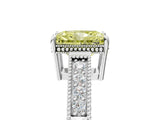 White gold Fancy Yellow Radiant Cut Diamond Ring with Milgrain Pavé Band and Four-Prong Setting_37
