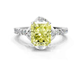 White gold Fancy Yellow Radiant Cut Diamond Ring with Pavé Band and Floral Prong Setting_39