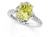 White gold Fancy Yellow Radiant Cut Diamond Ring with Pavé Band and Floral Prong Setting_40