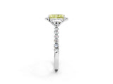 White gold Fancy Yellow Radiant Cut Diamond Ring with Pavé Band and Floral Prong Setting_41