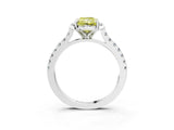 White gold Fancy Yellow Radiant Cut Diamond Ring with Pavé Band and Floral Prong Setting_42