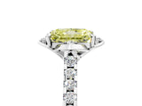 White gold Fancy Yellow Radiant Cut Diamond Ring with Pavé Band and Floral Prong Setting_44