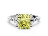White gold Fancy Yellow Radiant Cut Diamond Ring with Side Stones and Four-Prong Setting_102