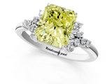 White gold Fancy Yellow Radiant Cut Diamond Ring with Side Stones and Four-Prong Setting_103