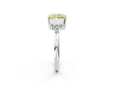 White gold Fancy Yellow Radiant Cut Diamond Ring with Side Stones and Four-Prong Setting_104