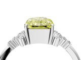 White gold Fancy Yellow Radiant Cut Diamond Ring with Side Stones and Four-Prong Setting_106