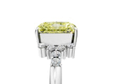 White gold Fancy Yellow Radiant Cut Diamond Ring with Side Stones and Four-Prong Setting_107