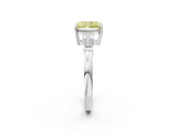 White gold Fancy Yellow Radiant  Cut Diamond Ring with Tapered Baguette Side Stones in Four-Prong Setting_5