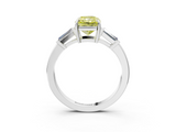 White gold Fancy Yellow Radiant  Cut Diamond Ring with Tapered Baguette Side Stones in Four-Prong Setting_6