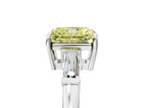White gold Fancy Yellow Radiant  Cut Diamond Ring with Tapered Baguette Side Stones in Four-Prong Setting_8