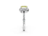 White gold Fancy Yellow Radiant Cut Diamond Scalloped Halo Engagement Ring with Round Shared Prong Band_14