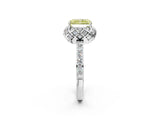 White gold Fancy Yellow Radiant Cut Diamond Scalloped Halo Engagement Ring with Round Shared Prong Band_20