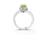 White gold Fancy Yellow Radiant Cut Diamond Scalloped Halo Engagement Ring with Round Shared Prong Band_21