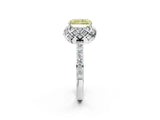 White gold Fancy Yellow Radiant Cut Diamond Scalloped Halo Engagement Ring with Round Shared Prong Band_38