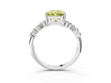 White gold Fancy Yellow Radiant Cut Diamond Scattered Round Accent Ring with Prong Setting_15