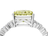 White gold Fancy Yellow Radiant Cut Diamond Scattered Round Accent Ring with Prong Setting_16