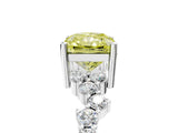 White gold Fancy Yellow Radiant Cut Diamond Scattered Round Accent Ring with Prong Setting_17