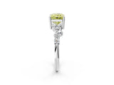 White gold Fancy Yellow Radiant Cut Diamond Scattered Round Accent Ring with Prong Setting_26