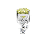 White gold Fancy Yellow Radiant Cut Diamond Scattered Round Accent Ring with Prong Setting_29